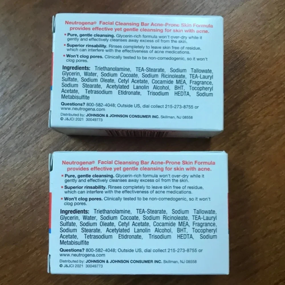 Neutrogena Acne-Prone Skin Transparent Facial Bar 3.5 oz/99 g 2 bars